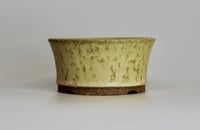 Image 2 of Round bonsai pot in a yellow glaze. D.116mm