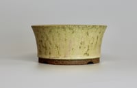 Image 3 of Round bonsai pot in a yellow glaze. D.116mm