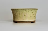 Image 4 of Round bonsai pot in a yellow glaze. D.116mm