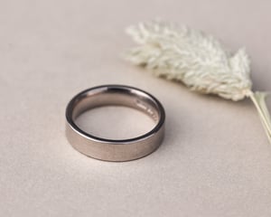 Image of 18ct white gold 5mm matte finish flat court ring