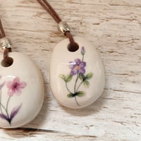 Image 3 of Handmade Ceramic Flower Pendants – Wearable Essential Oil Diffuser