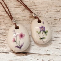Image 1 of Handmade Ceramic Flower Pendants – Wearable Essential Oil Diffuser