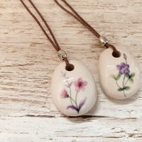 Image 5 of Handmade Ceramic Flower Pendants – Wearable Essential Oil Diffuser