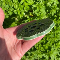 Image 2 of Green Embossed Ceramic Flower Arranging Frog (9 hole).