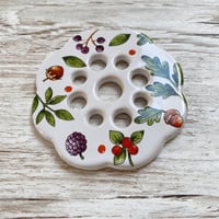 Image 3 of Special Edition Handmade Ceramic Flower Frog – Autumn Design