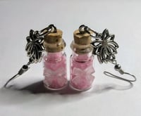 Image 1 of 🌸 "Blush of Love" Rose Quartz Crystal Bottle Earrings