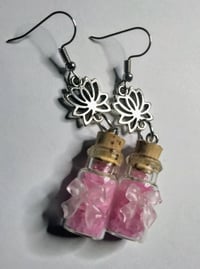 Image 2 of 🌸 "Blush of Love" Rose Quartz Crystal Bottle Earrings