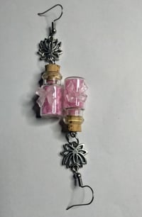 Image 4 of 🌸 "Blush of Love" Rose Quartz Crystal Bottle Earrings