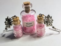 Image 3 of 🌸 "Blush of Love" Rose Quartz Crystal Bottle Earrings