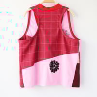 Image 2 of petal pink red vneck courtneycourtney adult size S/M small medium racerback tank tshirt top shirt