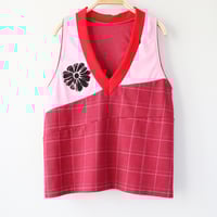 Image 1 of petal pink red vneck courtneycourtney adult size S/M small medium racerback tank tshirt top shirt