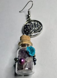 Image 5 of 💜 “Mystic Bloom” Amethyst Crystal Bottle Earrings