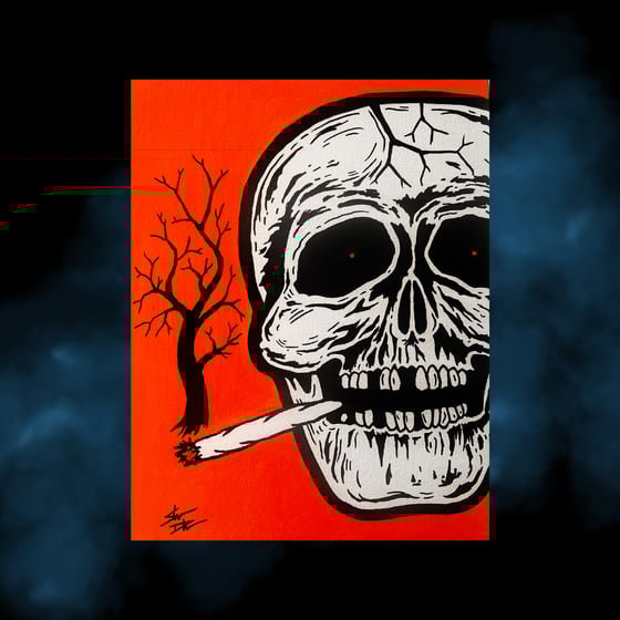 Image of "SMOKIN TREES" acrylic HUGE PAINTING 11" x 14"