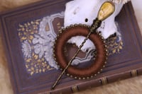 Image 2 of Copper linen mookaite jasper hair pin