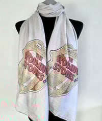 Image 1 of The Rolling Stones Inspired Scarf –  Vintage Rock Style Long Grey Scarf with Iconic Band Print