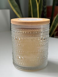 Image 1 of Soy Wax Candle All Natural Handpoured in Lovely Beaded Glass Jar Clean Fragrance, Pthalate-free