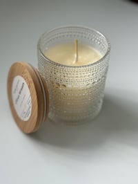 Image 2 of Soy Wax Candle All Natural Handpoured in Lovely Beaded Glass Jar Clean Fragrance, Pthalate-free