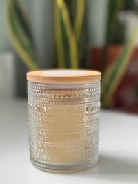 Image 3 of Soy Wax Candle All Natural Handpoured in Lovely Beaded Glass Jar Clean Fragrance, Pthalate-free