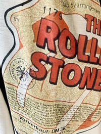 Image 2 of The Rolling Stones Inspired Scarf – Vintage Rock Style Long Beige Scarf with Iconic Band Print