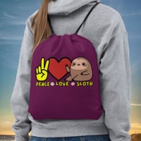Peace Love Sloth Drawstring Bag