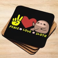 Peace Love Sloth Cork-back coaster