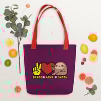 Image 1 of Peace Love Sloth Tote bag