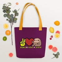 Image 3 of Peace Love Sloth Tote bag