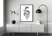 Image 3 of #7 Print - Chinese Golden Dragon - Black & White