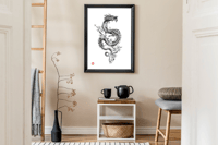 Image 2 of #7 Print - Chinese Golden Dragon - Black & White