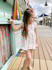 Image 3 of Party Print | dbl ruffle flutter sleeve | multiple prints