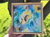Image 4 of "Bee and Sunflower" Original Watercolor Painting by Sandy Tyler 