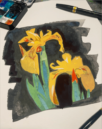Image 2 of Original Yellow Iris Watercolor Painting