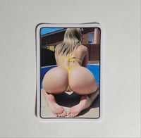 Image 1 of Beautiful Round Booty'd Blonde In Yellow Bikini & Thong Matte Vinyl Sticker