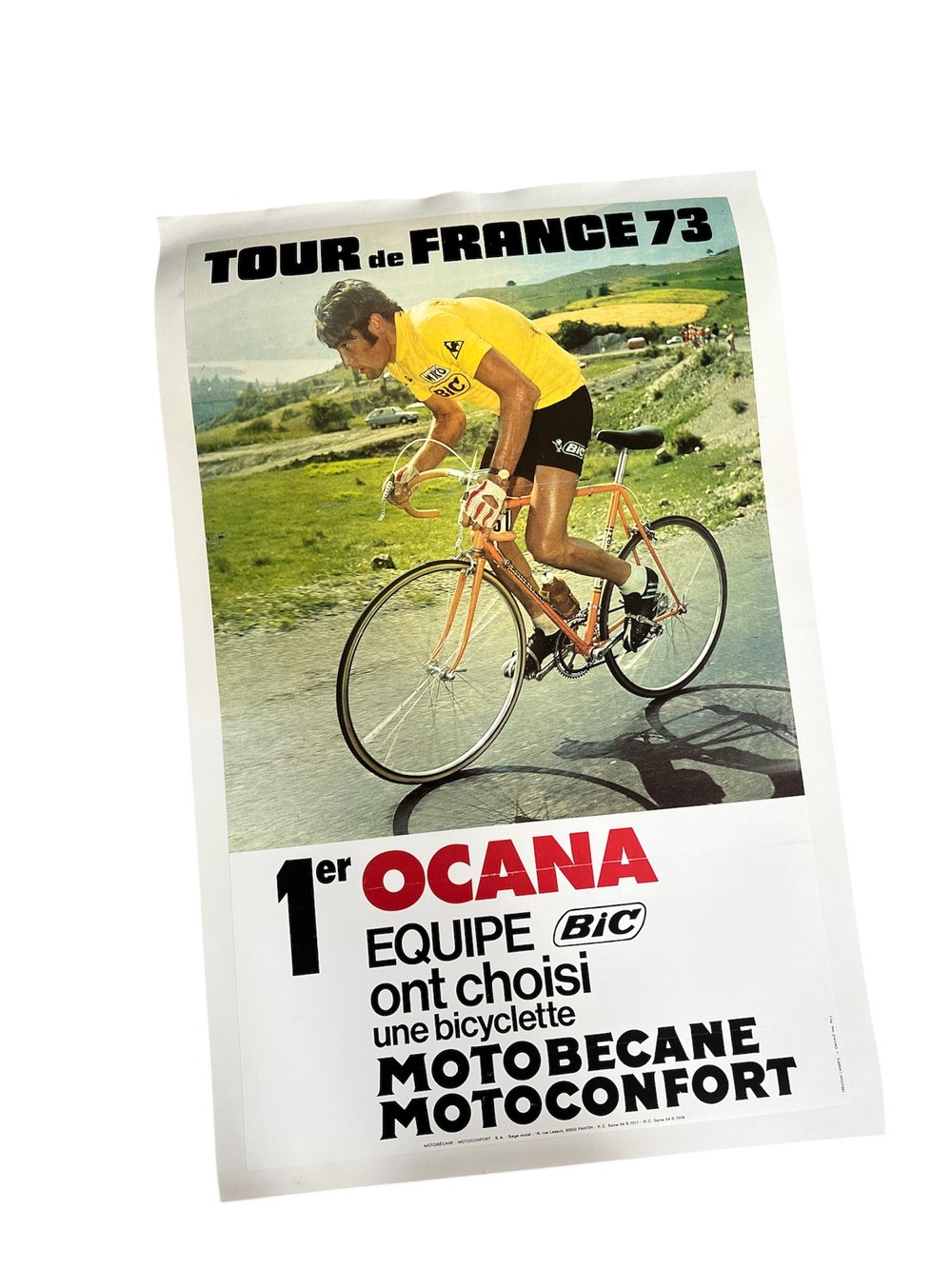 Promotional poster for Luis Ocana's victory in the 1973 Tour de France. Size: 44 x 72 cm