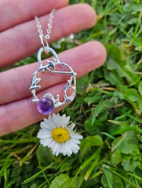 Image 2 of Fairy Nymph Vine sterling silver and Amethyst gemstone Necklace 