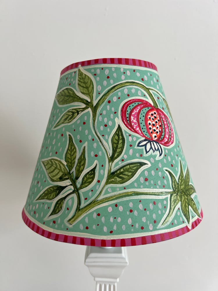 Image of "Pomegranate" - Hand Painted Decorative Fabric Shade for a Table Lamp