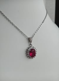 Image 3 of Kate Middleton Princess of Wales Inspired Replikate Oval Ruby Red Crystal Earrings & Necklace Set  