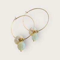 Image 2 of Boucles Yuzu - perles semi-précieuses - Aigue-marine / Morganite