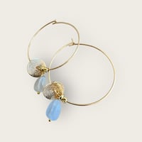 Image 3 of Boucles Yuzu - perles semi-précieuses - Aigue-marine / Morganite