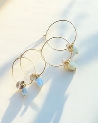 Image 1 of Boucles Yuzu - perles semi-précieuses - Aigue-marine / Morganite
