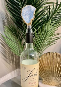 Image 1 of Blue Scalloped Oyster Shell Wine Stopper 