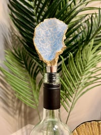 Image 2 of Blue Scalloped Oyster Shell Wine Stopper 