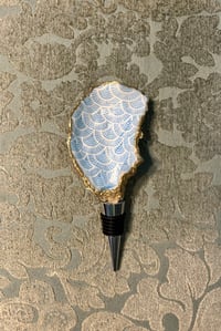 Image 3 of Blue Scalloped Oyster Shell Wine Stopper 