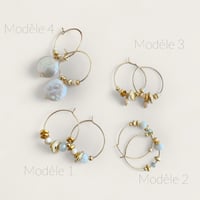 Image 2 of Mini créoles - perles semi précieuses - collection PLAYA