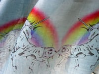 Image 3 of Unicorns & Rainbows Scarf – Colorful Long Grey Scarf with Rainbow and Unicorn Print