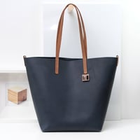 Image 1 of Slouchy Wide Tote in navy