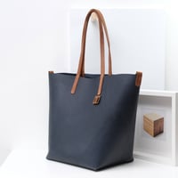 Image 3 of Slouchy Wide Tote in navy