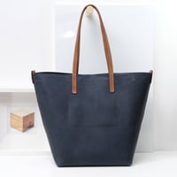 Image 4 of Slouchy Wide Tote in navy