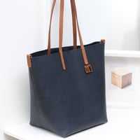 Image 2 of Slouchy Wide Tote in navy