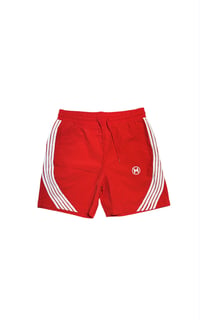 Image of Hustle Track Stripe Shorts (RED)